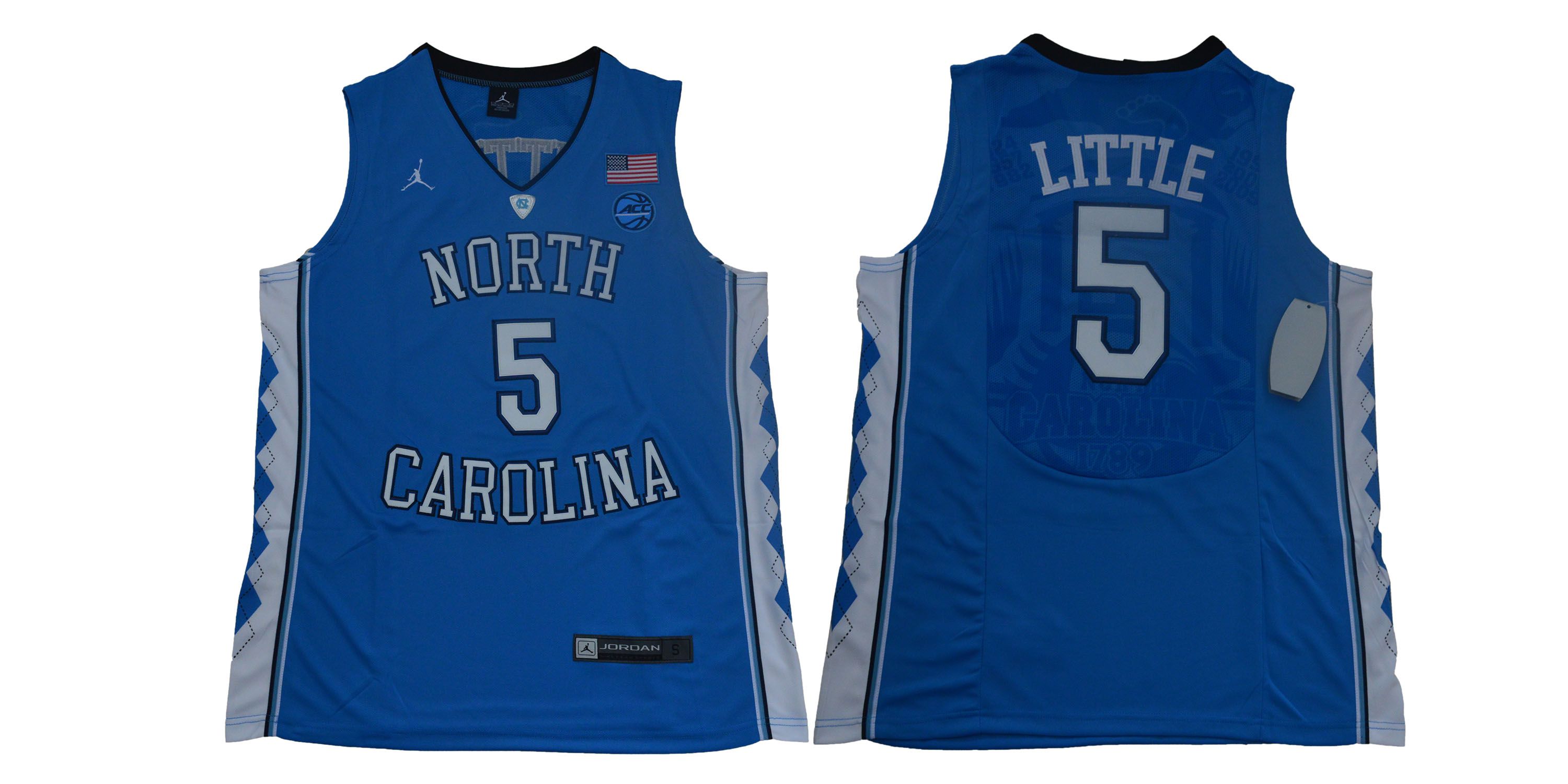 Men North Carolina Tar Heels #5 Little Blue NBA NCAA Jerseys
